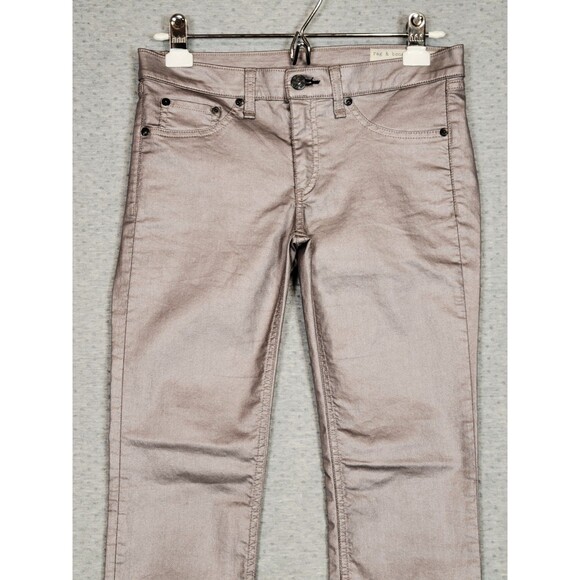 Rag & Bone Rose Metallic Coated Stretch Legging Skinny Jeans Tag 27 Fits 28x27 - Picture 2 of 16